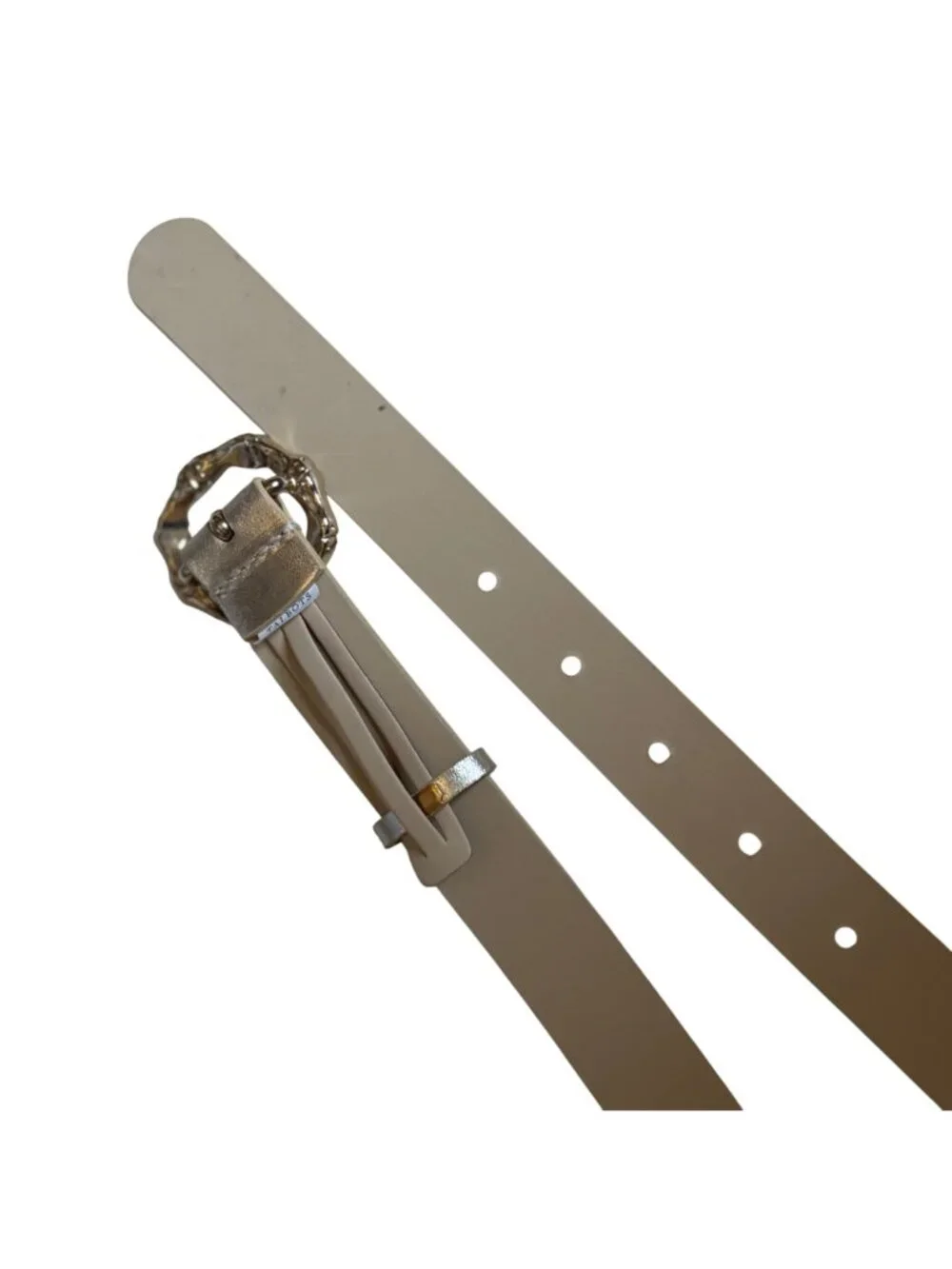 Talbots Gold Metallic Leather Belt Bamboo Style Buckle XL Made in Italy Preppy